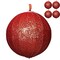 POP-UP Glitter Red Christmas Ball Ornaments 4 ct. 3.5"; COLLAPSIBLE Large Big Tree Plastic Baubles; Shatterproof